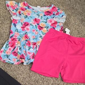 SHEIN Floral Top and Pink Shorts Set